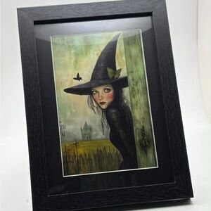 🖤 Gothic Witch Art Print – 5x7 Framed 🧙‍♀️🦋